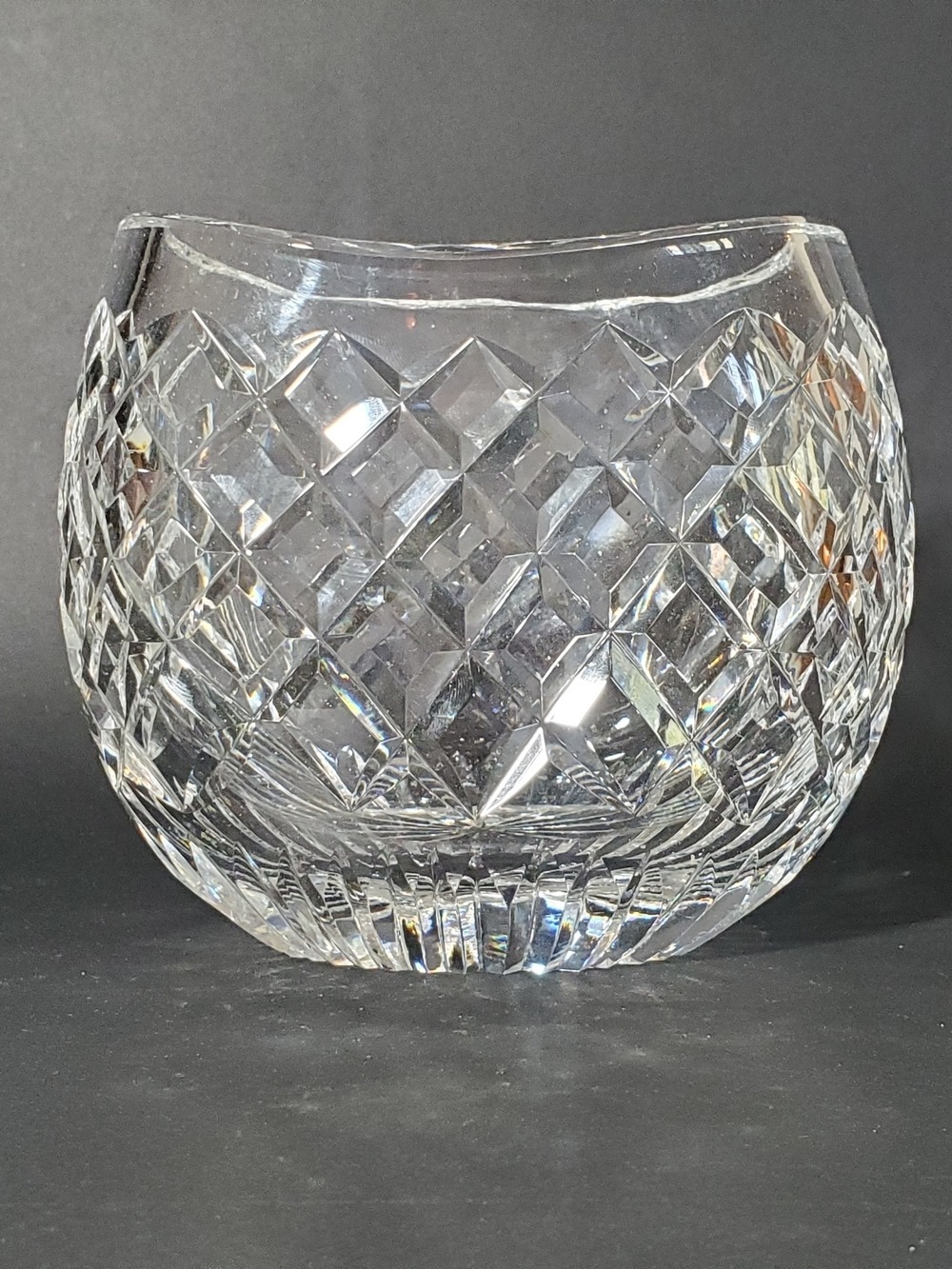 Waterford Vintage Crystal Vase in the Comeragh Pattern & Scooped Rim